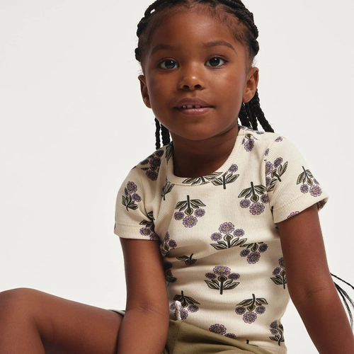 BLUSA INFANTIL MENINA MANGA CURTA EM RIBANA ESTAMPADA 5D1M