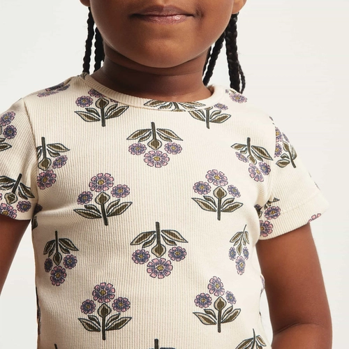 BLUSA INFANTIL MENINA MANGA CURTA EM RIBANA ESTAMPADA 5D1M