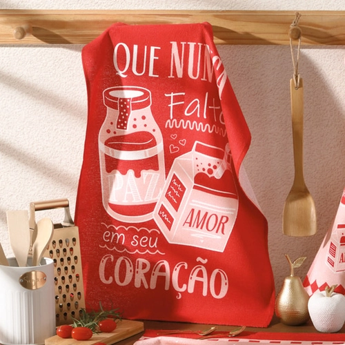 PANO DE COPA FELPUDO PRATA ESTAMPADO SENTIMENTOS