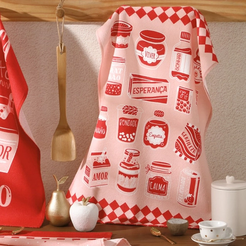 PANO DE COPA FELPUDO PRATA ESTAMPADO SENTIMENTOS