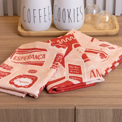 PANO DE COPA FELPUDO PRATA ESTAMPADO SENTIMENTOS