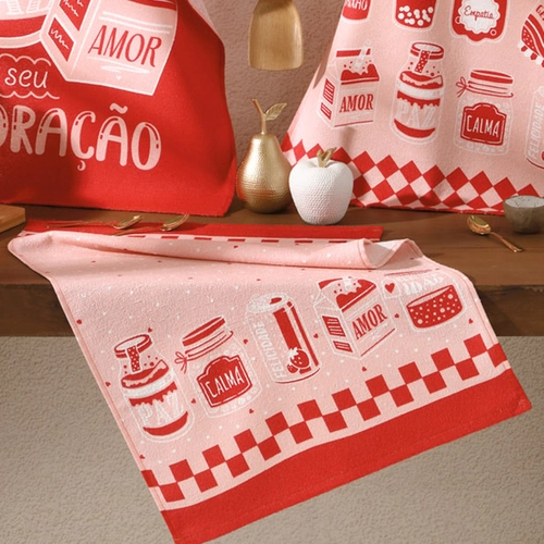 PANO DE COPA FELPUDO PRATA ESTAMPADO SENTIMENTOS