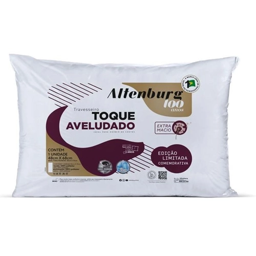 KIT 2 TRAVESSEIROS ALTENBURG TOQUE AVELUDADO 100 ANOS