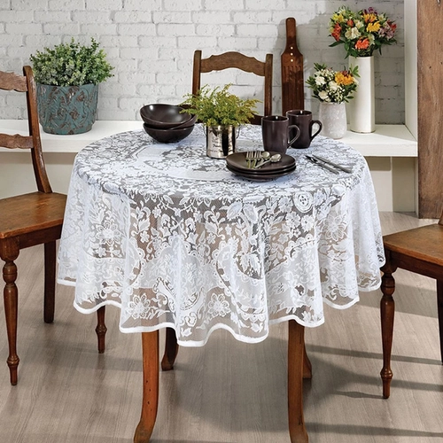 TOALHA DE MESA DE RENDA REDONDA ALTEZA