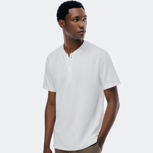 CAMISETA BASICA HENLEY MASCULINA TEXTURIZADA 4FXQ