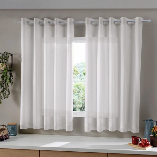 CORTINA COZINHA DUPLEX BORDADA