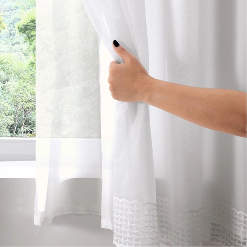 CORTINA COZINHA DUPLEX BORDADA