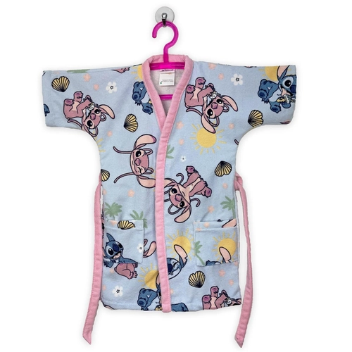 ROUPAO AVELUDADO INFANTIL QUIMONO ESTAMPADO STITCH