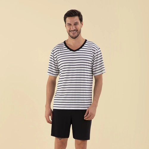 PIJAMA CURTO MASCULINO ADULTO NAVY