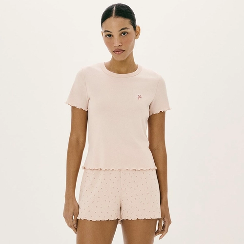 PIJAMA CURTO FEMININO ESTAMPADO COM FRUFRU 7CWQ