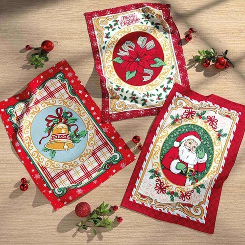 PANO DE COPA FELPUDO PRATA ESTAMPADO NATAL 117