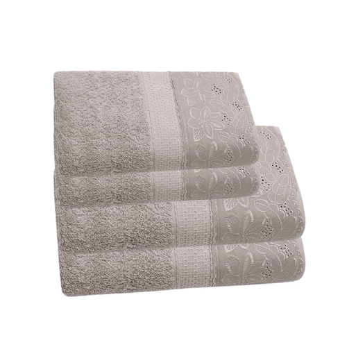 JOGO DE TOALHA 4 PECAS TOALHA MELODY COM RENDA CASSIA FENDI