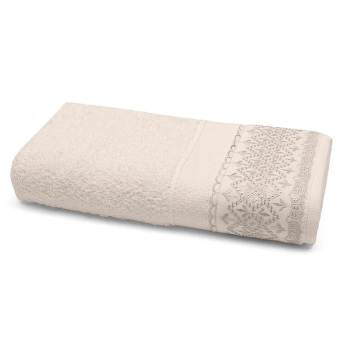 JOGO DE TOALHA 4 PECAS TOALHA MELODY COM RENDA NICE PEROLA