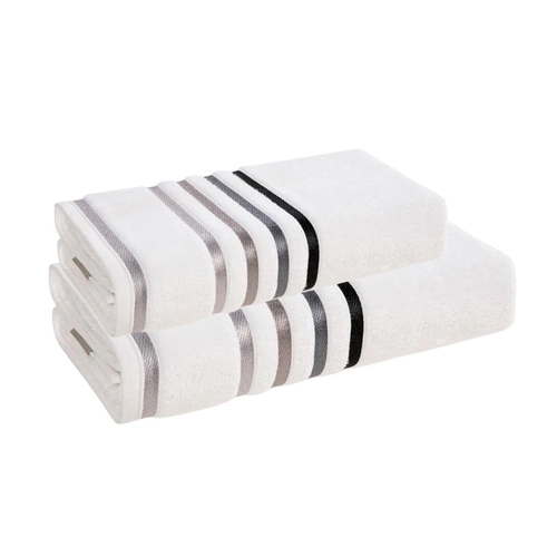 JOGO DE TOALHA BANHÃO LUMINA COM 2 PEÇAS BRANCO/CINZA