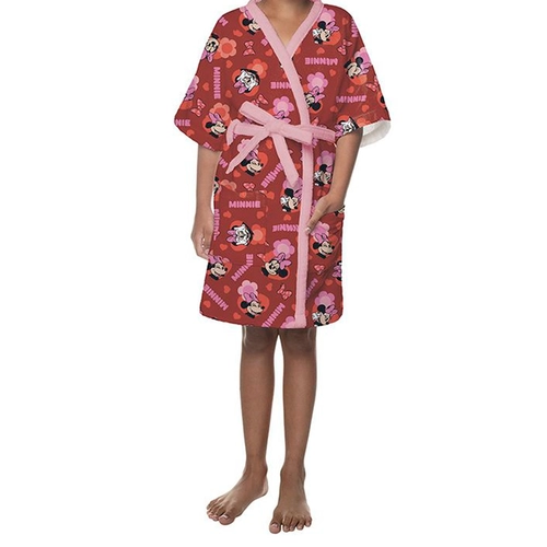 ROUPAO AVELUDADO INFANTIL QUIMONO ESTAMPADO MINNIE MOUSE