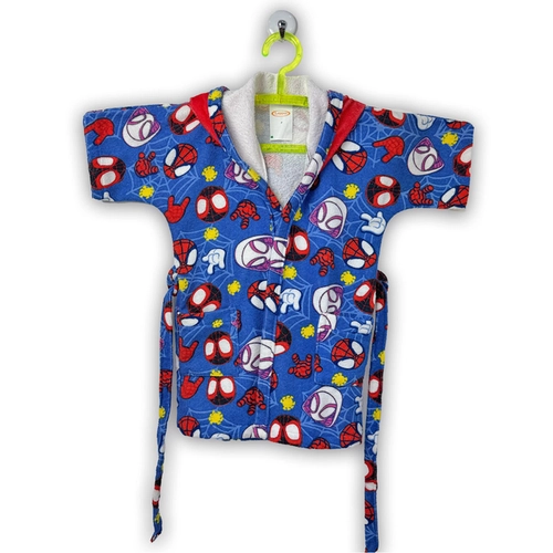 ROUPAO AVELUDADO INFANTIL QUIMONO ESTAMPADO COM CAPUZ SPIDEY