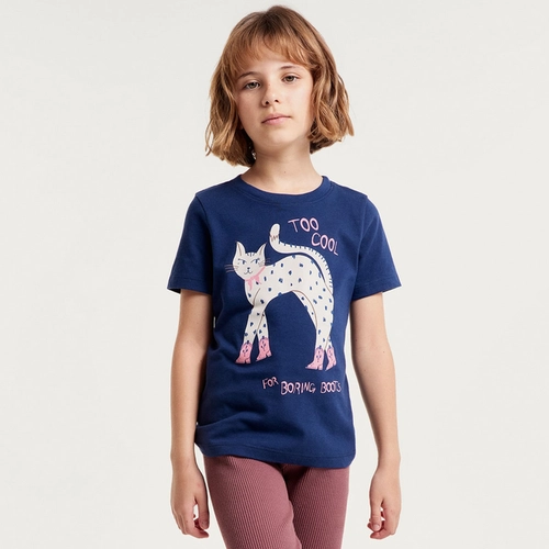 BLUSA INFANTIL MENINA MANGA CURTA COM ESTAMPA 5CHA