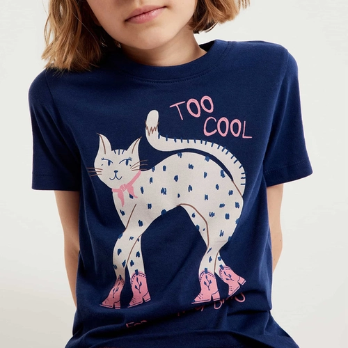 BLUSA INFANTIL MENINA MANGA CURTA COM ESTAMPA 5CHA