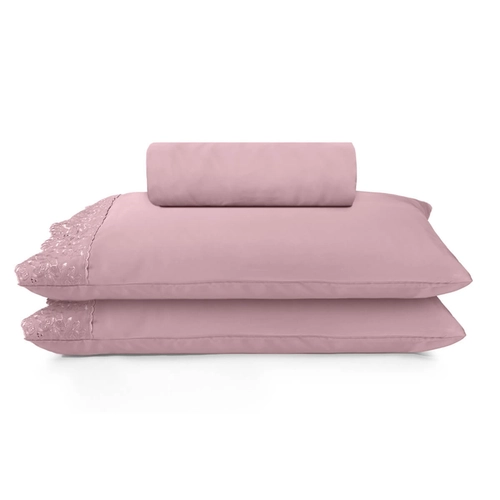 JOGO DE CAMA SIMPLES SONATA MICROFIBRA RENDA MILKA