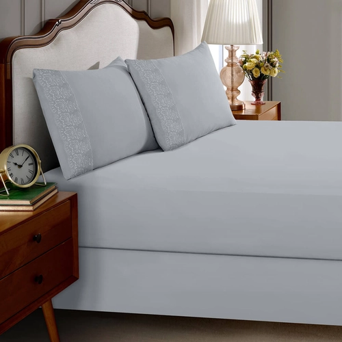 JOGO DE CAMA SIMPLES SONATA MICROFIBRA RENDA MILKA