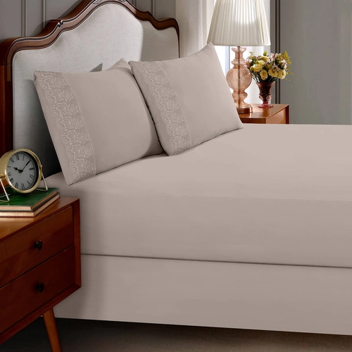 JOGO DE CAMA SIMPLES SONATA MICROFIBRA RENDA MILKA