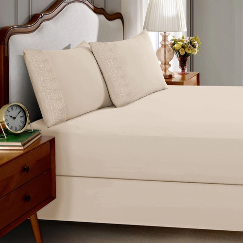 JOGO DE CAMA SIMPLES SONATA MICROFIBRA RENDA MILKA