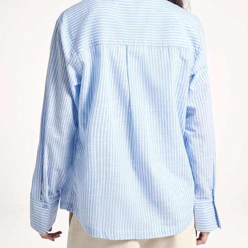 CAMISA FEMININA MANGA LONGA EM TRICOLINE FIO TINTO K6M7