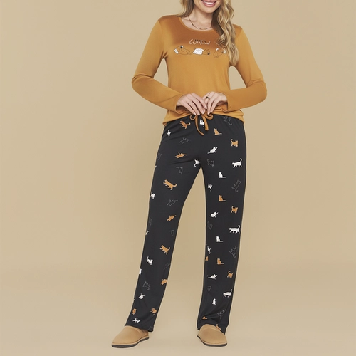 PIJAMA LONGO FEMININO ADULTO CATS