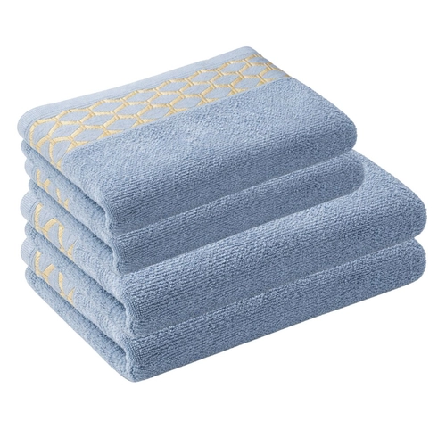 JOGO DE TOALHA 4 PEÇAS TOALHA JAQUES JACQUARD AZUL ARTICO