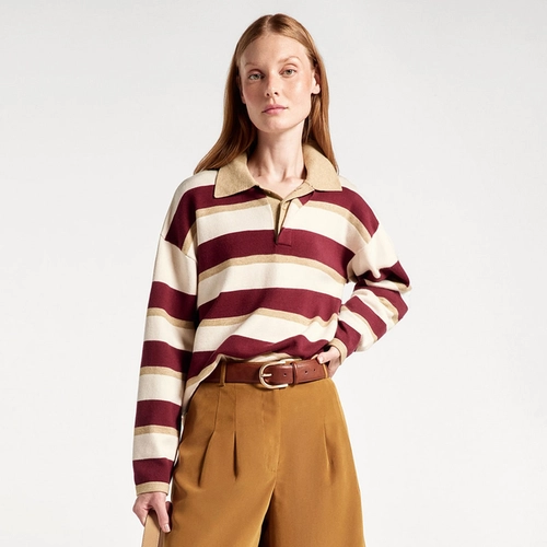 CAMISA POLO MANGA LONGA EM TRICO FIO TINTO K6P0