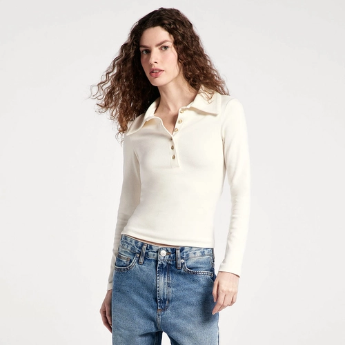 CAMISA POLO FEMININA MANGA LONGA EM RIBANA ULTRA SOFT 4HA4