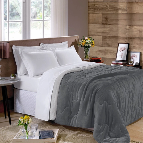 EDREDOM PLSUH FLANNEL DUPLA FACE BICOLOR