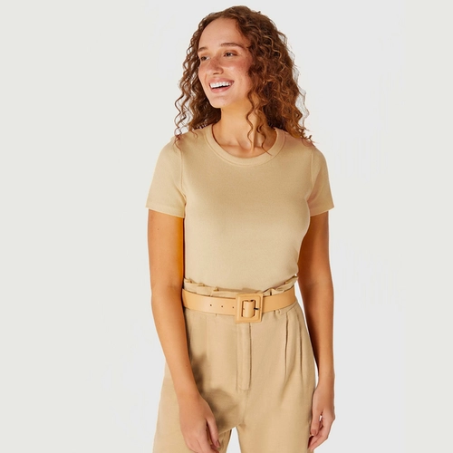 BLUSA BASICA FEMININA CROPPED EM RIBANA CANELADA 4F8L