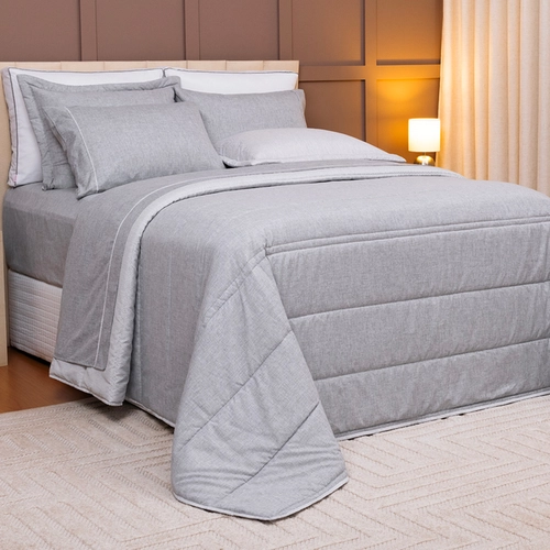 COBRE LEITO LINHO DUPLA FACE 03 PCS POLIESTER