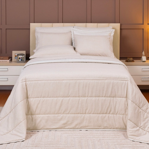 COBRE LEITO LINHO DUPLA FACE 03 PCS POLIESTER