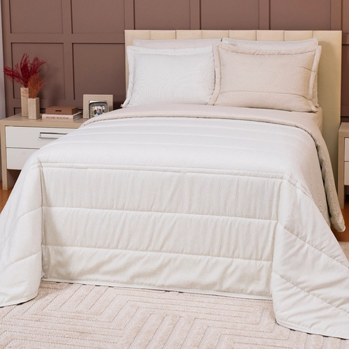 COBRE LEITO LINHO DUPLA FACE 03 PCS POLIESTER