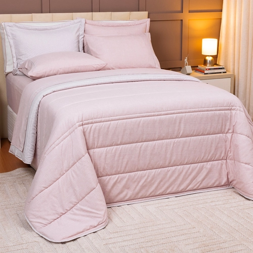 COBRE LEITO LINHO DUPLA FACE 03 PCS POLIESTER