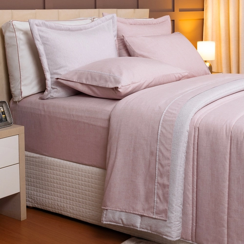 COBRE LEITO LINHO DUPLA FACE 03 PCS POLIESTER