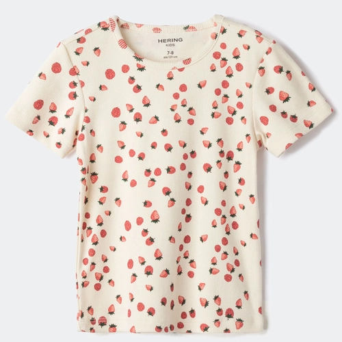 BLUSA INFANTIL MENINA MANGA CURTA EM RIBANA ESTAMPADA 5D1M