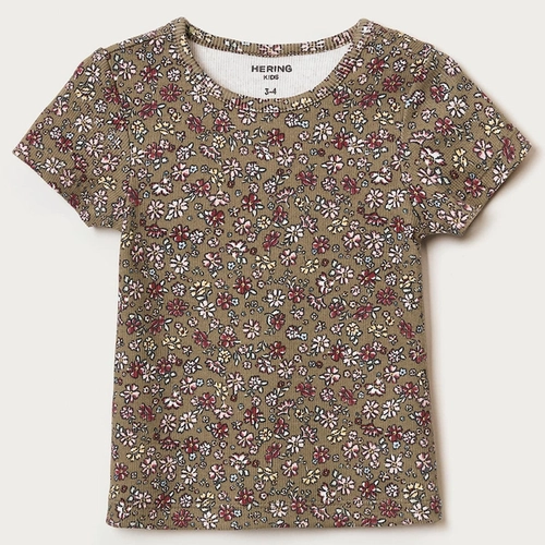 BLUSA INFANTIL MENINA MANGA CURTA EM RIBANA ESTAMPADA 5D1M