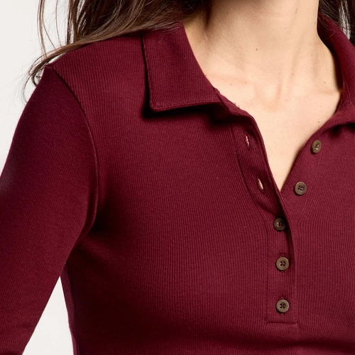 CAMISA POLO FEMININA MANGA LONGA EM RIBANA ULTRA SOFT 4HA4