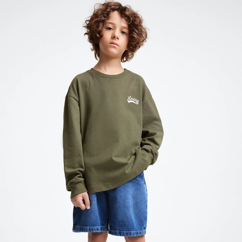 CAMISETA INFANTIL MENINO MANGA LONGA COM BORDADO 5G9B