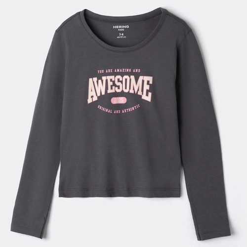 BLUSA INFANTIL MENINA MANGA LONGA SLIM COM ESTAMPA 5GA3
