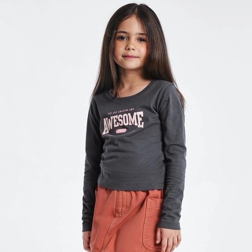 BLUSA INFANTIL MENINA MANGA LONGA SLIM COM ESTAMPA 5GA3