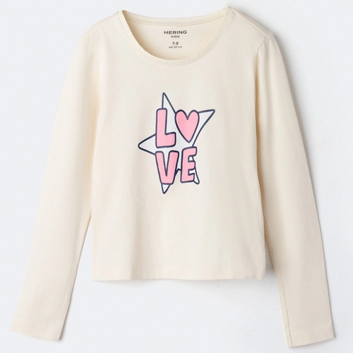 BLUSA INFANTIL MENINA MANGA LONGA SLIM COM ESTAMPA 5GA3