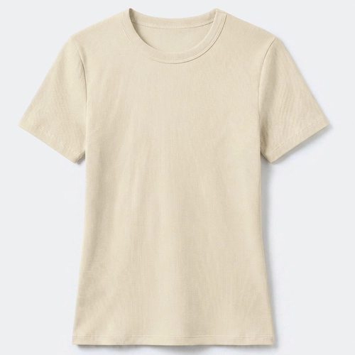 BLUSA FEMININA MANGA CURTA SLIM EM RIBANA 4H31