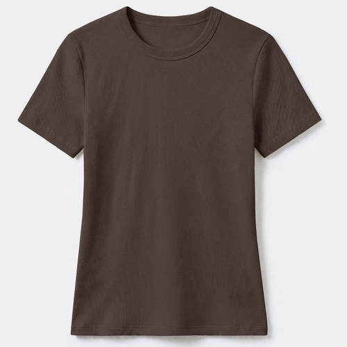 BLUSA FEMININA MANGA CURTA SLIM EM RIBANA 4H31