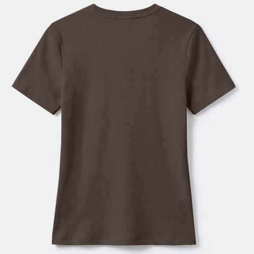 BLUSA FEMININA MANGA CURTA SLIM EM RIBANA 4H31