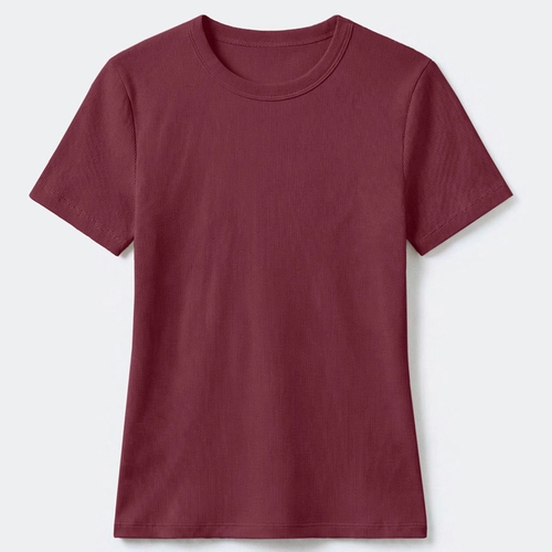 BLUSA FEMININA MANGA CURTA SLIM EM RIBANA 4H31